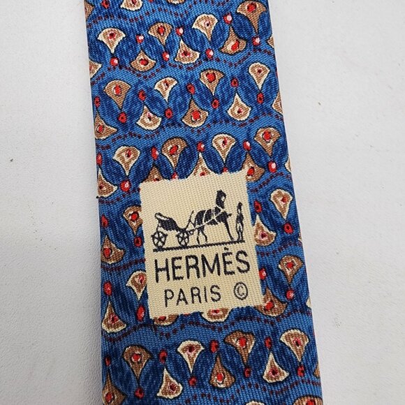 Hermes Paris 100% Silk Tie Blue - Picture 5 of 5